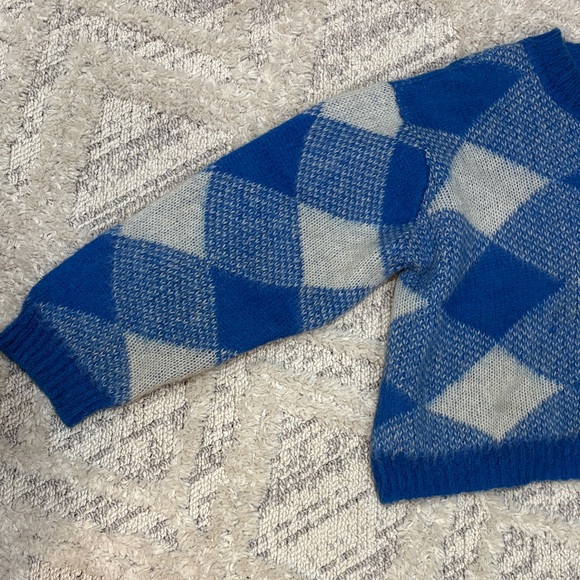 Sandro Royal Blue & Cream Argyle Crewneck Sweater - Women - Picture 3 of 4